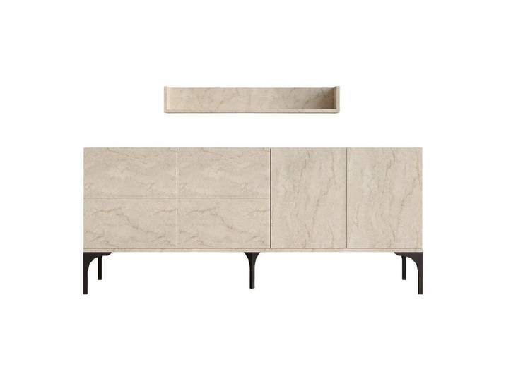 Habitat Garten Sideboard Stella beige, Beige, Holz, 180x55x40 cm, Kleinmöbel, Kommoden, Sideboards