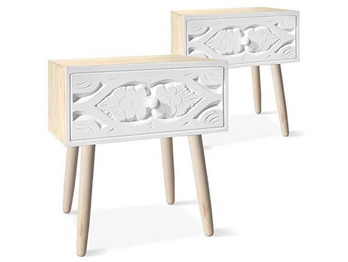 Menzzo Nachttisch, Holz, weiß, B x T x H cm