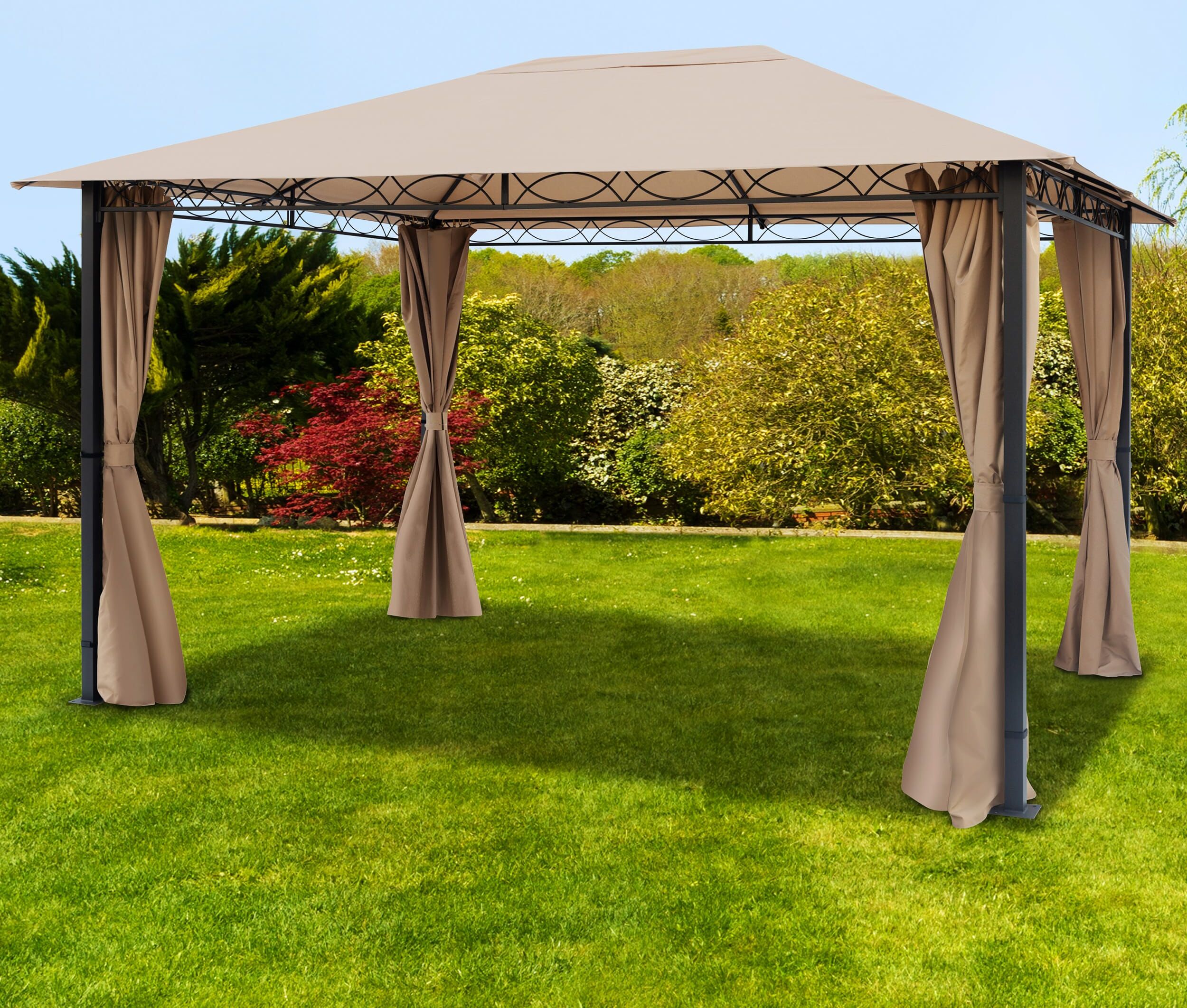 TOOLPORT 3x4 m Softtop Gartenpavillon, inkl. 4 Seitenteile, cappuccino - (300116)