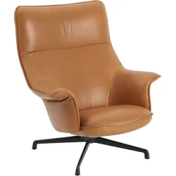 Doze Drehsessel Cognacbraun Leder mit schwarzen Beinen