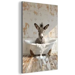 METALLBILD Esel - Tiere - Badewanne - Schaumstoff 20x30 cm