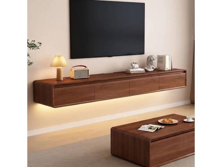 MIMRTIMI TV Schrank Hängend TV Lowboard Schwimmender TV-Hängeschrank Türen in Medien-Wandeinheit für Wohnzimmer und Büro