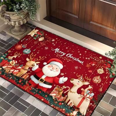 Multicon Wholesale Hub Merry Christmas Door Mat, Santa Claus Carpet, Outdoor Decorations For Home, Navidad Xmas Ornament, Holiday Festival New christmas Pattern 12 carpet Size 40x60 Cm