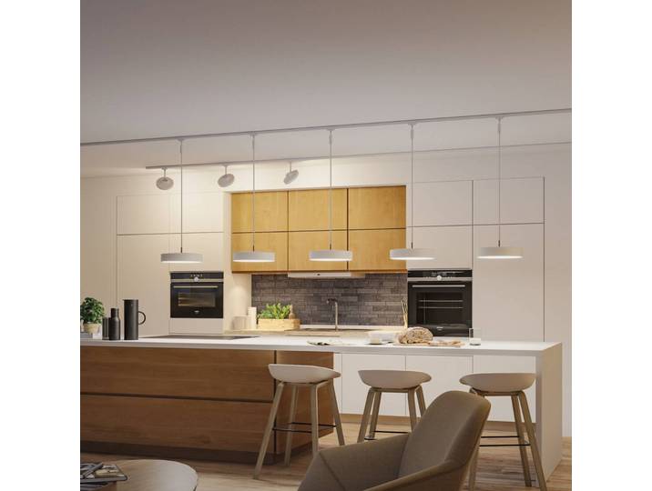 Paulmann URail Smart-LED-Pendel Hildor, signalweiß, Zigbee dimmbar, weiß / opal, für Wohn- / Esszimmer, Kunststoff, Modern