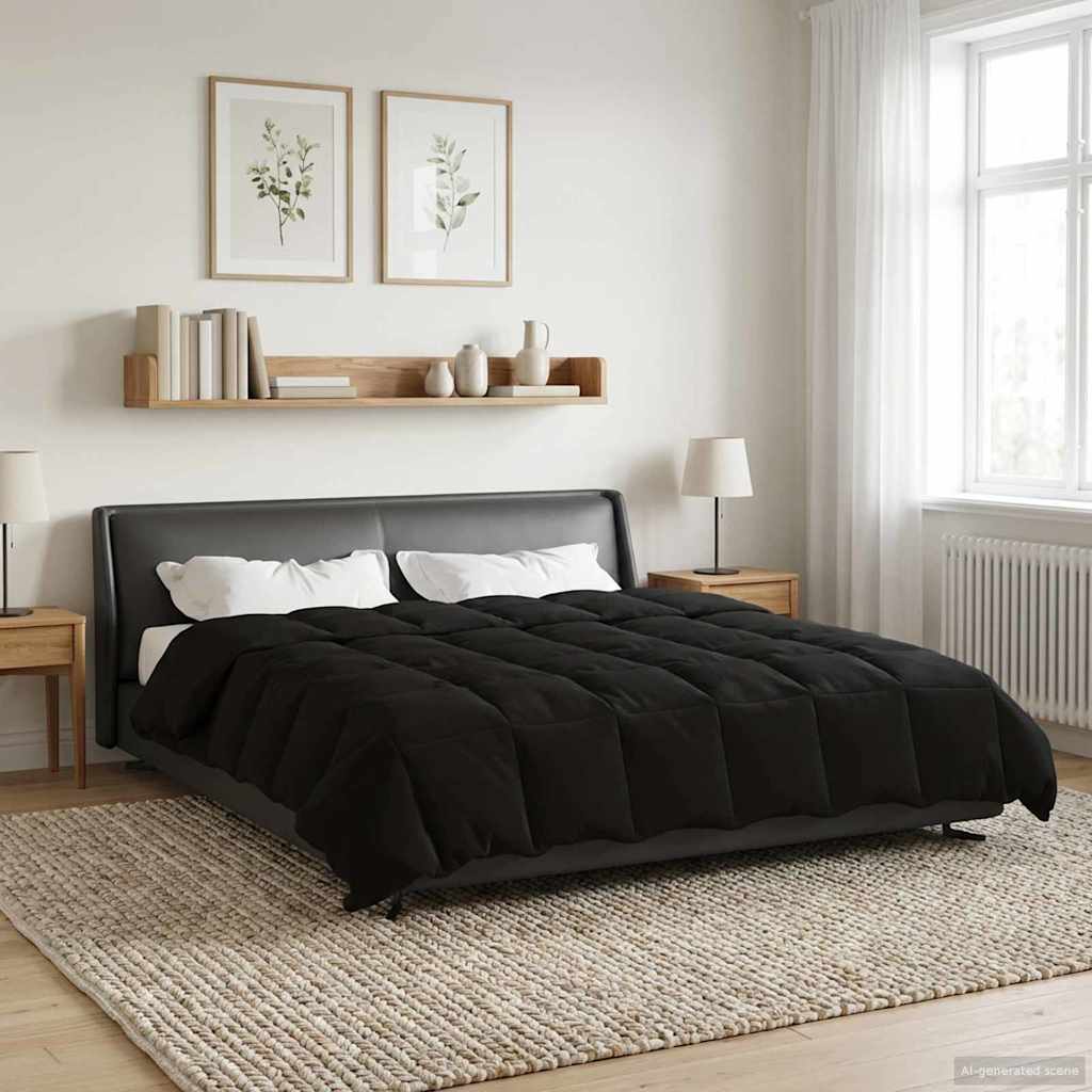 vidaXL Edredón de Invierno 220 x 240 cm Invierno Negro Transpirable Negro