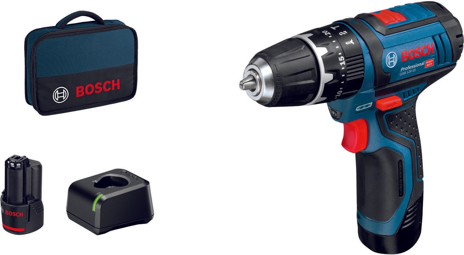 BOSCH Professional Akku-Schlagbohrschrauber-Set GSB 12V-15 06019B690H