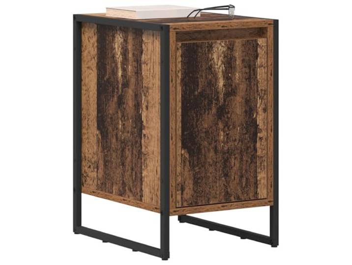 KTHLBRH Nachttisch 2 Stück Altholz 39,5 x 30 x 50 cm Holzkonstruktion, Stahlbeine, industrielles Design, für Schlafzimmer