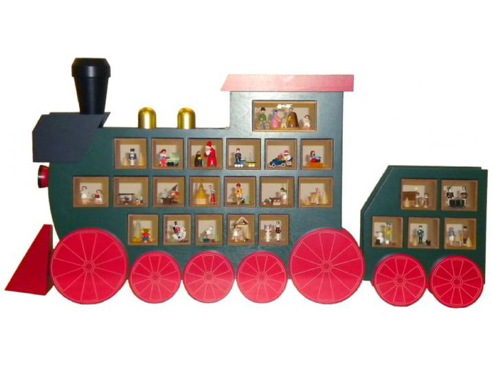 Richard Glaesser Adventskalender Eisenbahn, Breite 99 cm / Höhe 51 cm, Handwerkskunst original Erzgebirge