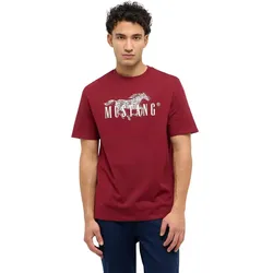 Mustang T-Shirt Austin mit Frontprint in Rot-3XL