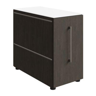 Standcontainer SOLUS PLAY, mit Utensilienauszug, Schublade, Ansatz links, Tiefe 400 mm, Mooreiche