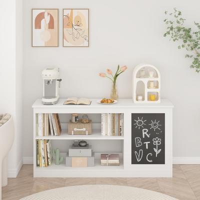 Kodotan sofa 3-in-1 Kids Bookshelf and Toy Storage Cabinet with Chalkboard - Modern White Organizer for Playroom