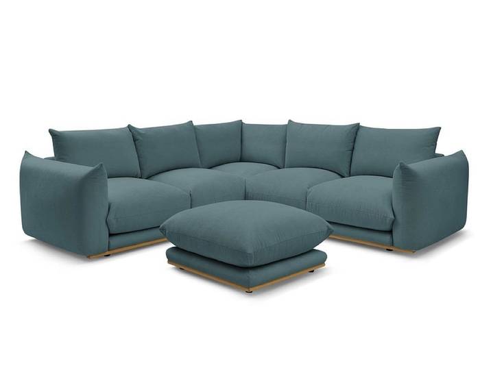 Ecksofa mit Hocker BOBOCHIC ERNEST Stoff dunkelblau