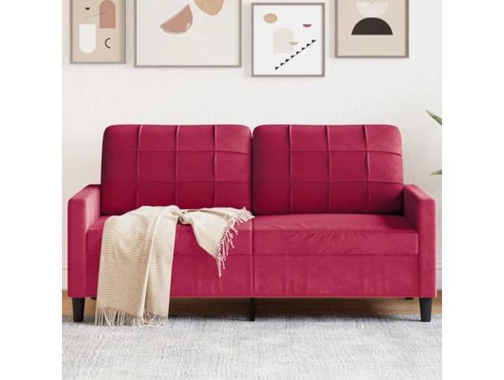 HEFZGDB Weinrotes 2-Sitzer-Sofa 140 cm Samt Modernes Wohnzimmer Möbelstück mit Metallgestell und Polsterung für Komfort und Stabilität im Wohnbereich