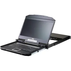 Aten CL3116NX CH KVM-Switch 16-Port, 18,5"-LCD-Konsole (PS/2-USB, VGA) CH-Layout, KVM Switch, Schwarz