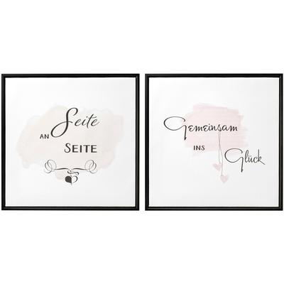 Bild mit Rahmen CREATIV HOME "Deko-Bild Glückliche Liebe", rosa (farbe rahmen: schwarz, farbe bild(er): rosa), B:40cm H:40cm T:2,5cm, Bilder, in quadratischer Ausführung
