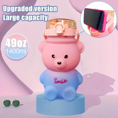 Uplifted Goods Cute Bear Portable Water Bottle pink 49oz