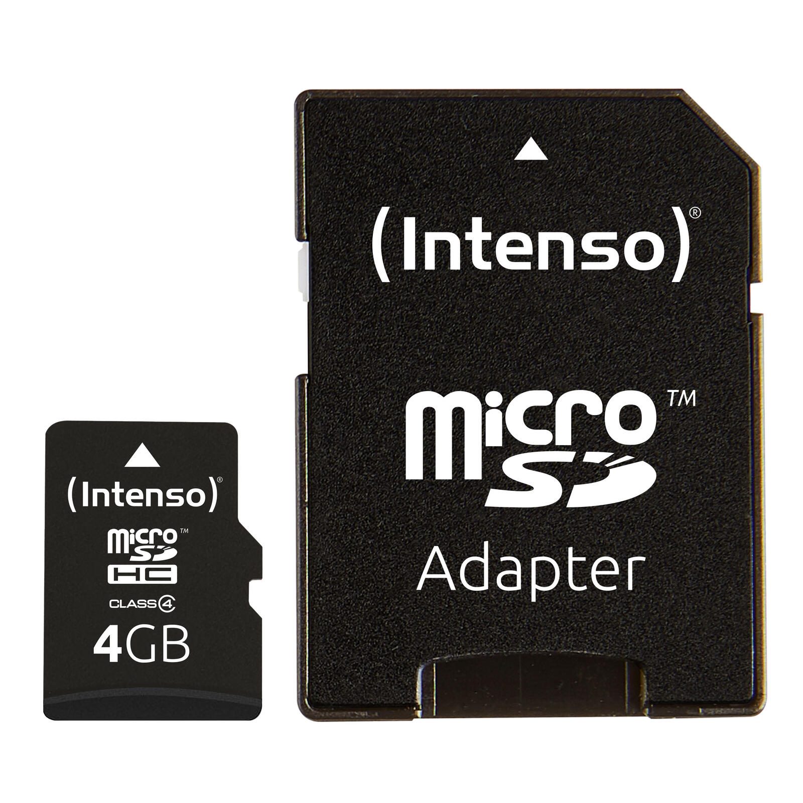 Intenso Speicherkarte microSDHC Card 4GB Cl4 3403450