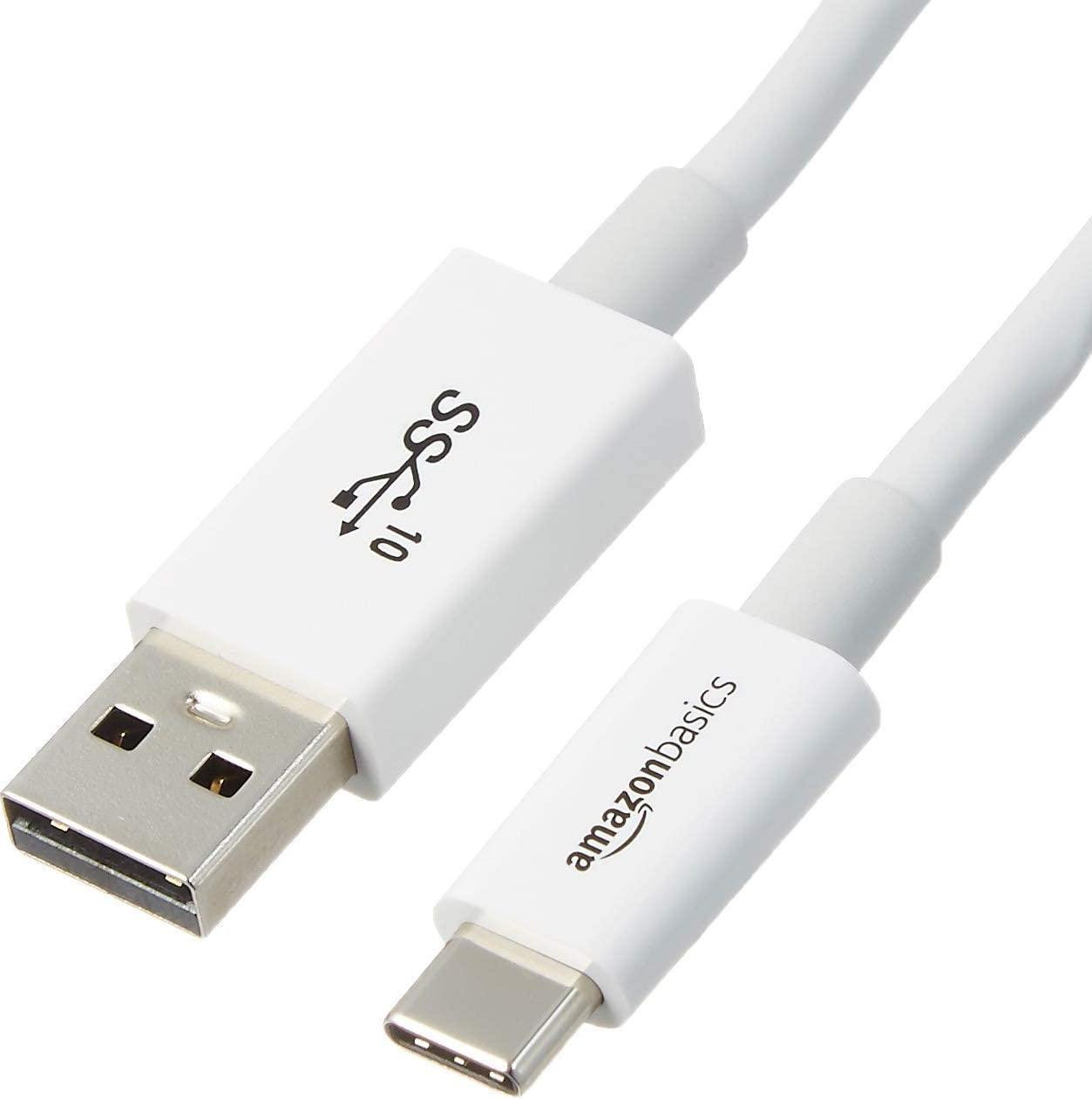AmazonBasics USB-C naar USB-A kabel, USB 3.2 Gen 2, 0,9 m, Wit