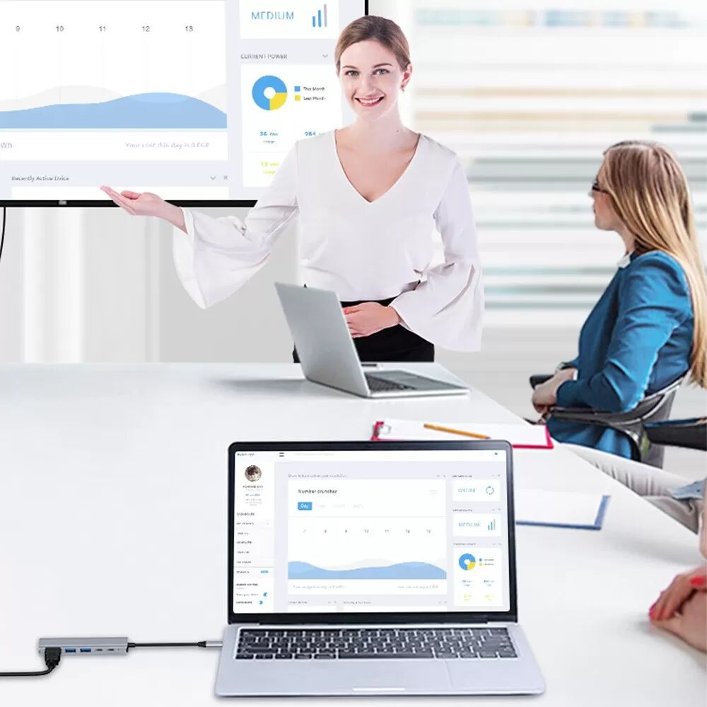 INF 5-in-1 USB-C auf HDMI Hub 4K mit USB-C Daten & 100W PD Laden, kompatibel mit Macbook/Huawei/Apple