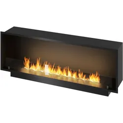 Sololed -  Inside Black 1500 Einbau-Bioethanol-Kamin - Mattschwarz, mit Glas, 5-Liter-Brenner, modernes Design