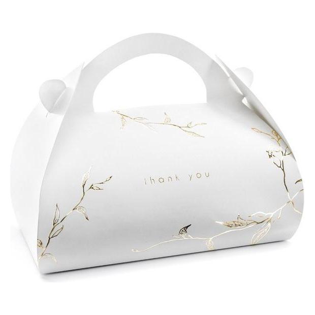 Partydeco Decorative cake boxes - Branches, gold, 16 x 8.5 x 9.5 cm (1 pkt / 10 pc.) (10x) (39405418)