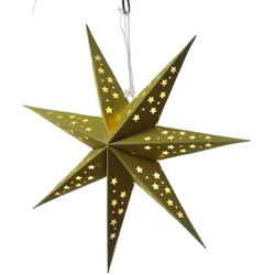 MARELIDA LED Papierstern Weihnachtsstern Samststern 40cm 10LED Batterie grün
