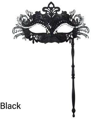 Inspired Finds Handheld Venetian Masquerade Mask Elegant Party Costume Accessory black