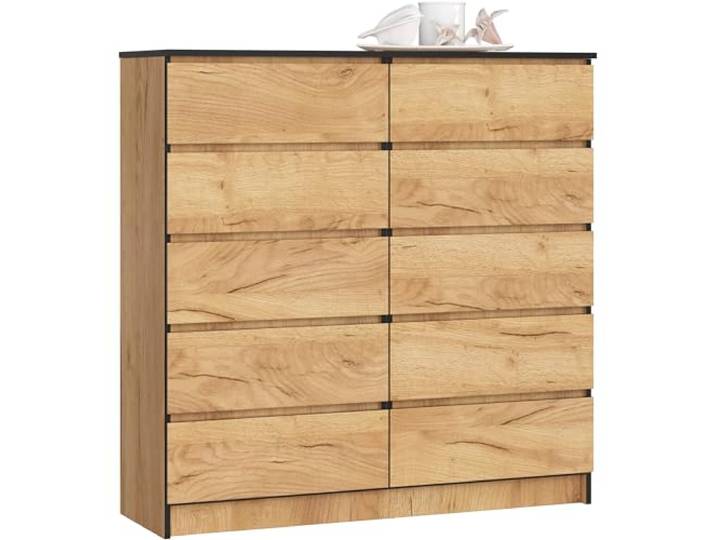 AKORD Kommode Komodenschrank Platzsparend Praktisch Robust Rollenführung ABS-Kante Laminatplatte Schlichtes Design Handwerk Eiche