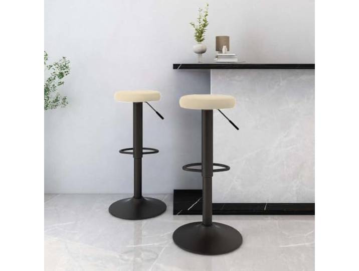NLQMSU Barhocker, 2 Stück, cremefarben, Velours, drehbar, höhenverstellbar Pulverbeschichteter Stahl, Fußstütze, 360° drehbar, Kapazität 110 kg, zeitloses Design