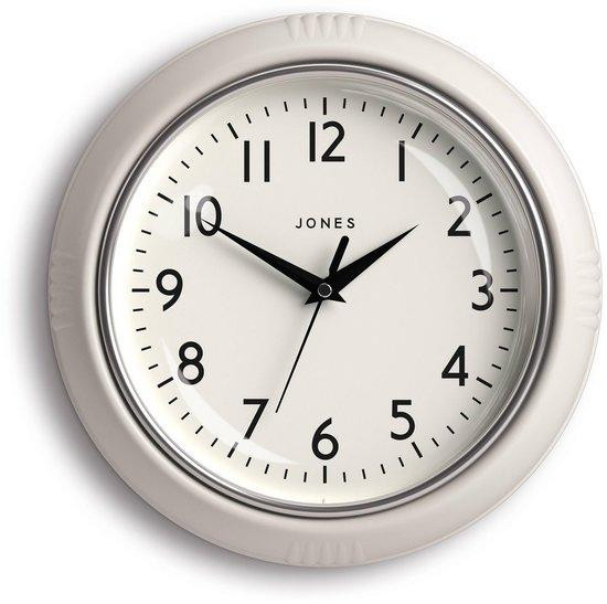 Jones Clocks Ronde retro-keukenklok - Lichtgrijs - Diameter: 25 cm