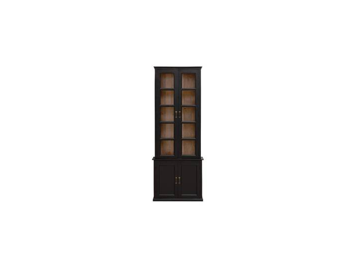 Vitrine en bois de manguier noir, avec portes, rangement, haute e