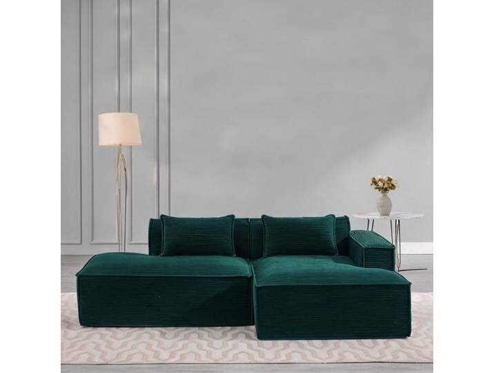Canapé droit 3 places en polyester compact soft green 235 cm largeur style - Retro Green Polyester Upholstered 235 x 129 x