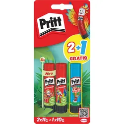 PRITT 9HPBS3B - Klebestift, das Original, 2x 11g, 1x 10g blau