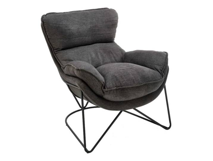 Fauteuil en velours gris moyen