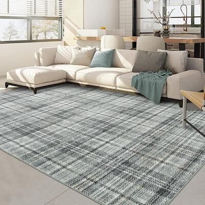 "Garvee Modern 9'x12'Area Rug,Irregular Grid Thin Low Pile Area Rug - 2'3"" x 12' Runner"