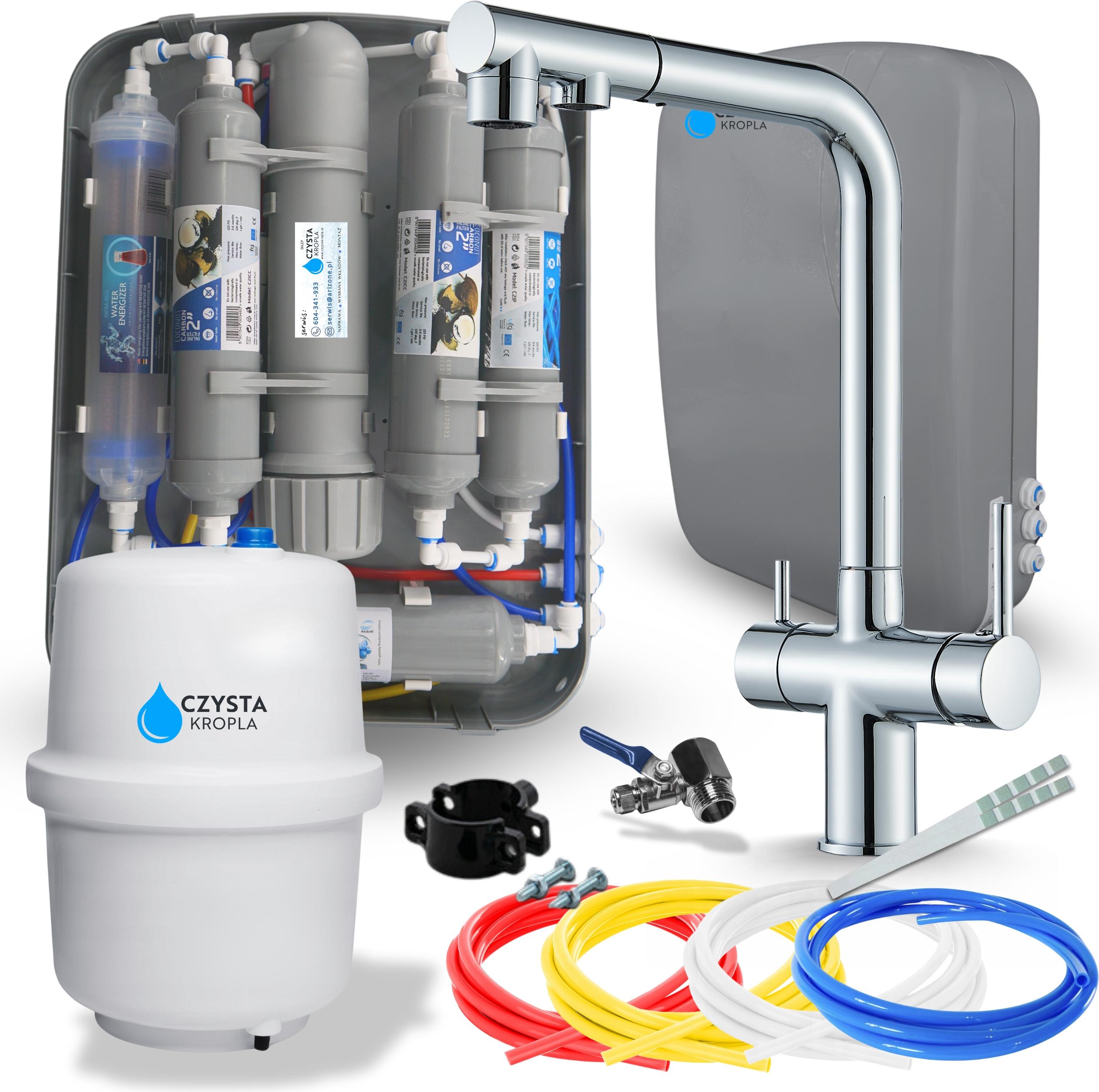 Wasserfilter Set RO7 Slim mit Küchenarmatur Venom 2, 3-Wege, Chrom, 7-stufige Filtration, Mineralisierung