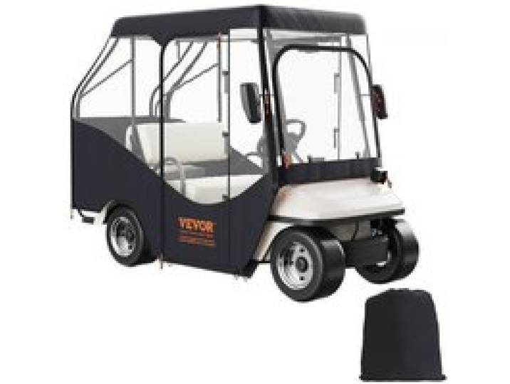 VEVOR Housse pour Voiturette de Golf, Compatible avec EZ GO, Club Car 4 Places, Toit Court 144 cm, Bâche Golfette Imperméable en Polyester 600D, Compatible avec la Plupart de Voiturette, Golfeur