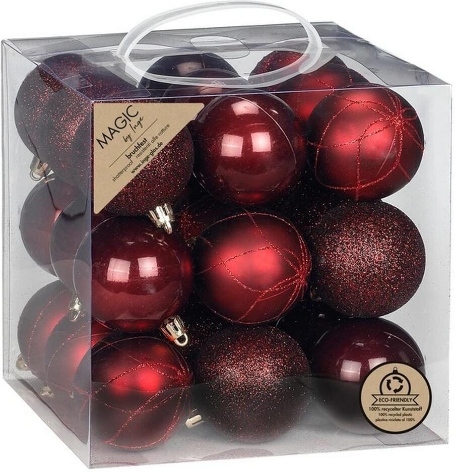 Weihnachtsbaumkugel "INGES CHRISTMAS DECOR 6 cm 27 Stück", kirschrot, Kunststoff, Weihnachtsbaumkugeln, Weihnachtsbaumkugel kirschrot Einheitsgröße
