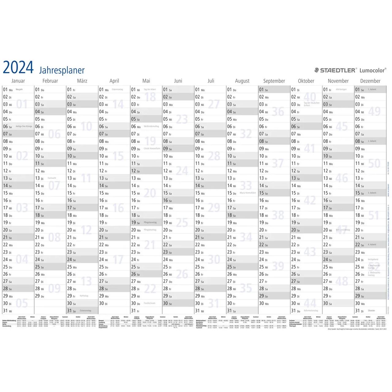 Staedtler Jahresplaner Lumocolor year planner 2024 A3 Format