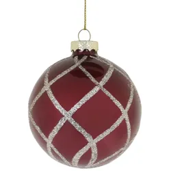 Chic Antique Weihnachtskugel mit Glitzer, rot, D8 cm, Modell 4