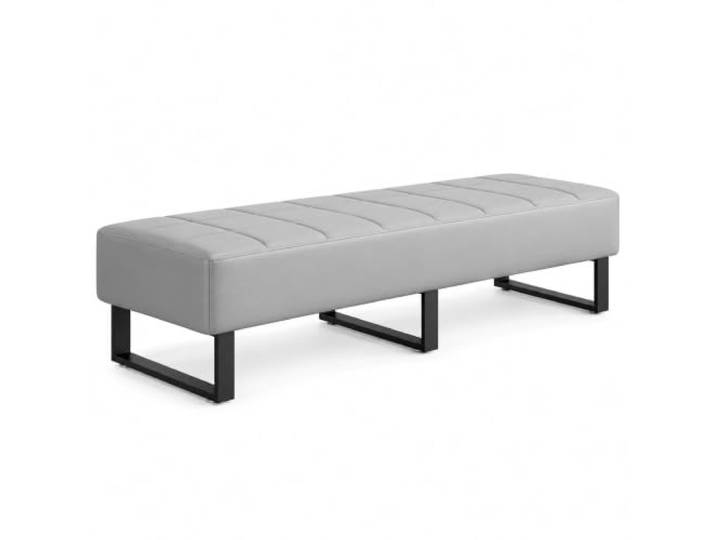 JSWHYBD Wartezimmerbank aus Kunstleder, Empfangsbank mit Stahlrahmen Gepolsterte Sitzbank ohne Rückenlehne für Büro, Empfang, Lobby, Hotel, Salon & Wartebereich(Light gray,150cm/59.1in)