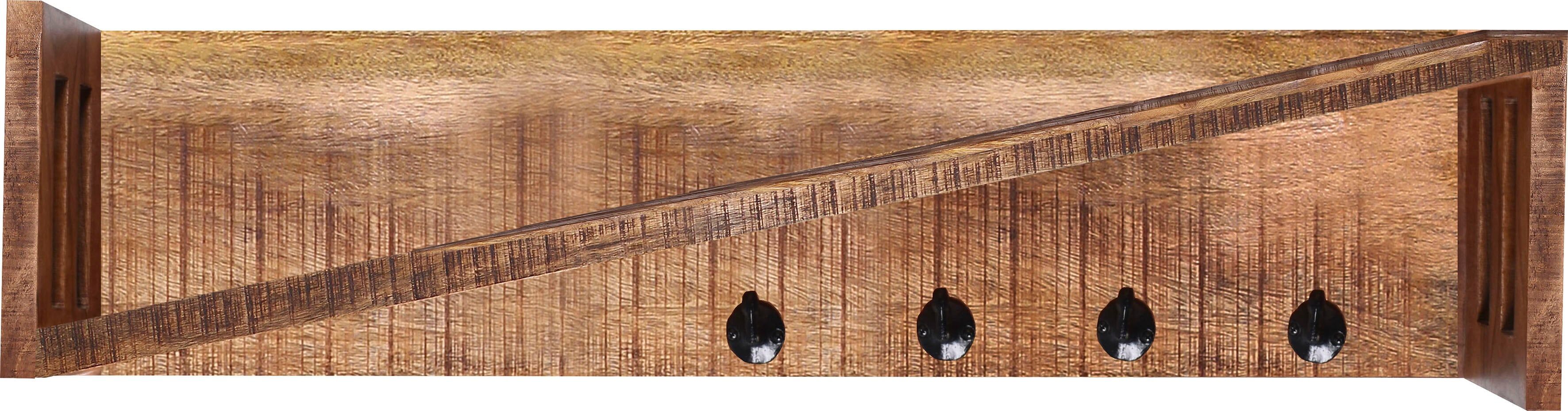 Wandgarderobe MÖBILIA "Titlis", beige (natur, braun), B:90cm H:20cm T:20cm, Massivholz, Garderobenpaneele, Wandgarderobe, Massivholz Akazie