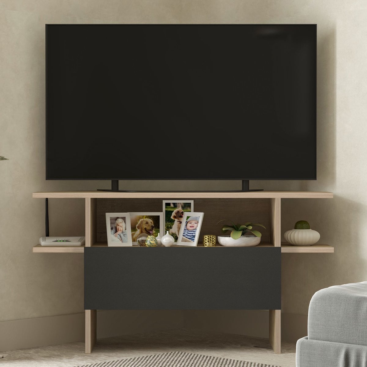 Brandloop Hoek tv-meubel - Tot 50 inch - Eikenkleur/Antraciet