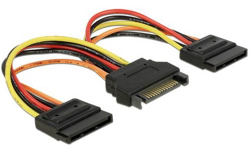 Delock Strom Anschlusskabel 0.15m Schwarz, Orange, Rot, Gelb