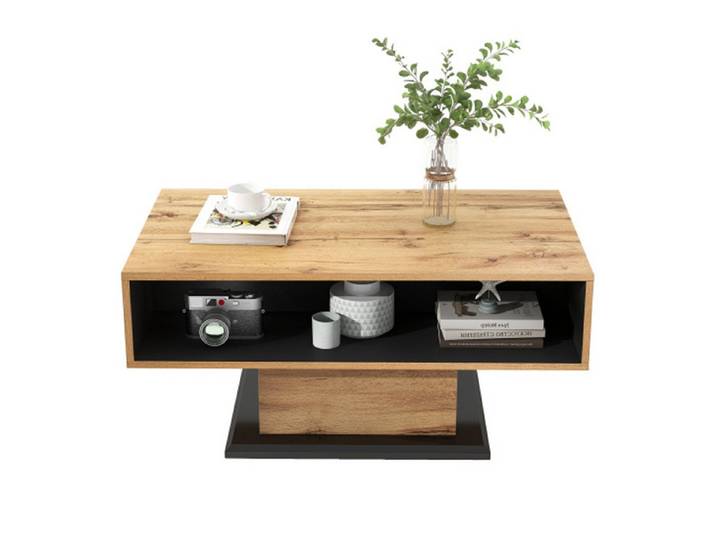 Celya Couchtisch Holzmaserung Material, doppelseitiger Stauraum, Wohnzimmer Sofa Tisch, Einzigartiges Design