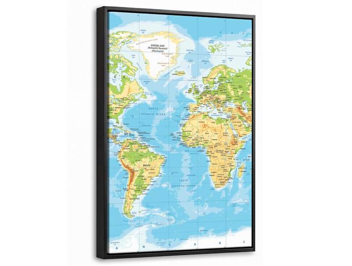 MuchoWow Leinwand Bilder mit Rahmen - Weltkarte - Statistisch - Blau - Erde - Bildung - 40x60, Rechteckig, 40x60 cm, gerahmt, Bilder & Rahmen, Bilder, Leinwandbilder