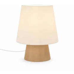 Relaxdays Zweifarbige Tischlampe Leinen Beige,Creme