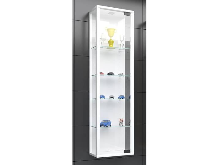Vitrine suspendue Stano Mini 33 x 113 x 18cm Avec éclairage Blanc/Blanc