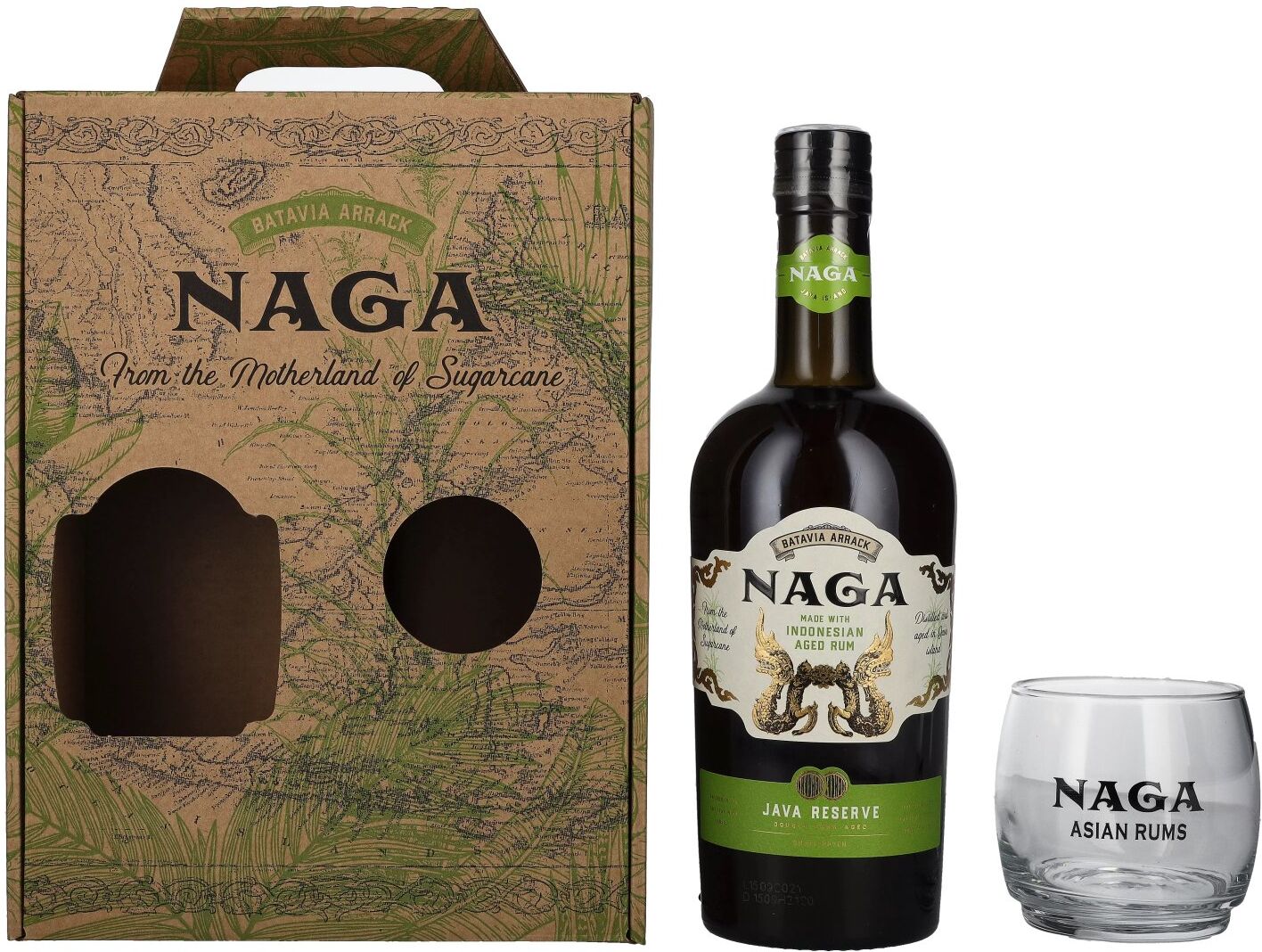 Naga Rum Naga JAVA RESERVE Double Cask Aged 40% Vol. 0,7l in Geschenkbox mit Glas