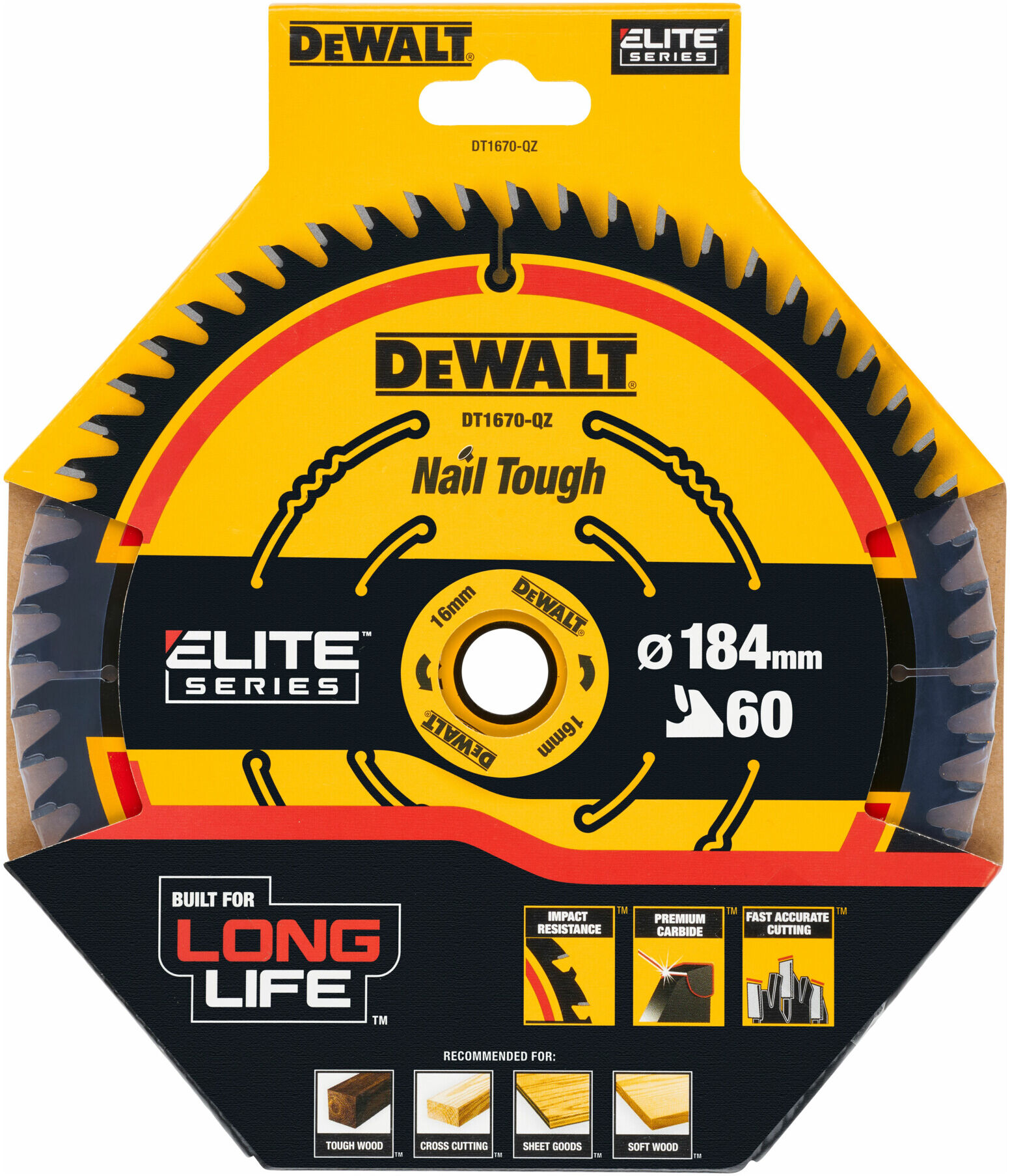 DEWALT ELITE Kreissägeblatt 184/16 mm 60Z (DT1670-QZ)